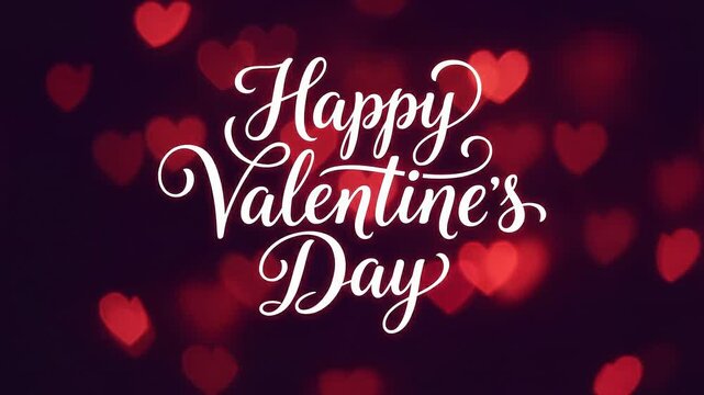 A romantic and festive Valentine's Day animation. This video features a bokeh background with red heart shapes and a greeting text animation, perfect for expressing love and affection. Use it for e