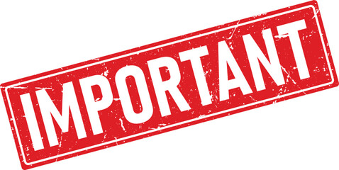 Red Grunge Important Rubber Stamp with White Background