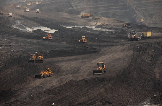 trucks in a coal mine
