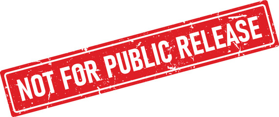 Distressed Red Rectangle Stamp Displaying Not For Public Release on White Background Image