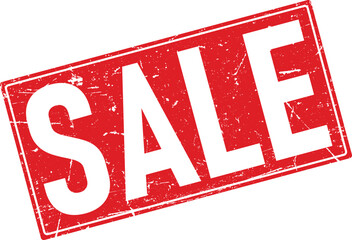 Distressed Red Sale Stamp With White Letters Isolated on White Background for Marketing