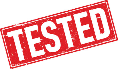 Distressed Red Stamp With The Word Tested Diagonally On A White Background