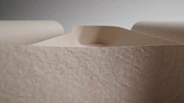 Abstract recycled paper loop forming sustainable environmental concept in clean minimalist studio