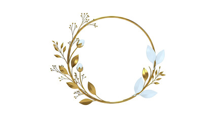 Gold and white floral circle frame