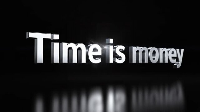 Metallic time is money text animation