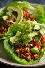Lettuce Wraps with Ground Meat and Avocado