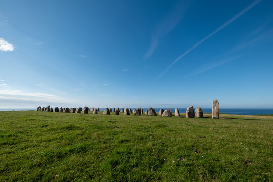 Ales Stenar megalithic site in Sk&aring;ne, Sweden