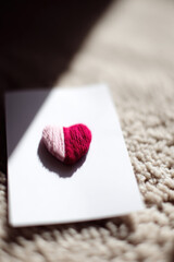Two-Tone Knitted Heart on White Card
