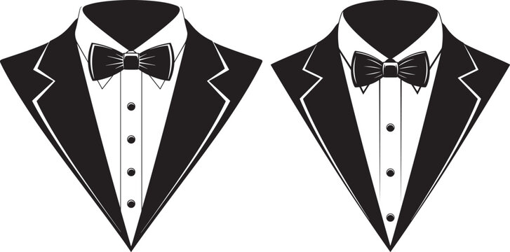 Silhouette of tuxedo suit with bow tie illustration