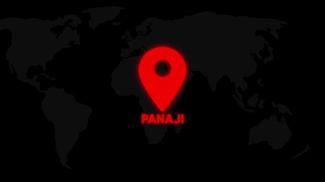 Glowing Red Map Marker Pin on Map Highlighting Panaji India Location red pin