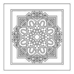 Fototapeta premium Islamic Geometric Mandala Line Art Pattern Ornamental Square Design