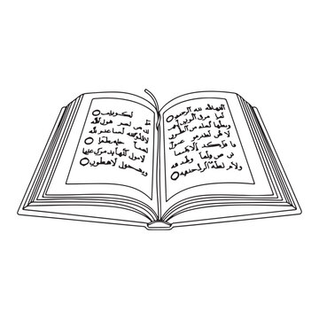 Open Quran Line Art Islamic Holy Book Illustration