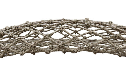 Close-up of a thick rope net with complex knots