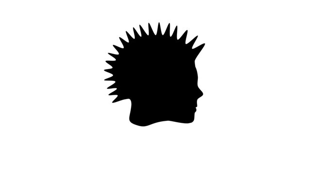 Punk Guy symbol, black isolated silhouette