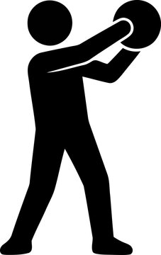 Vector silhouette of performing a ball overhead throw and catch drill.