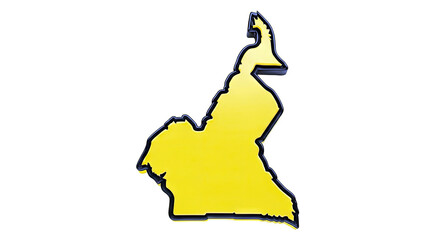 Yellow and Black 3D Map Outline of Cameroon