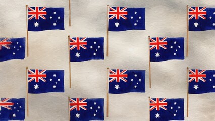 Pattern of Australian flags on light textured background