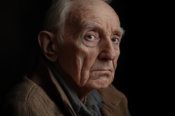 Obraz premium Elderly man with deep expression reflecting life experiences in dim lighting