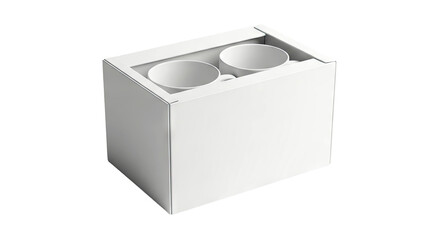 Two white mugs in a cardboard gift box