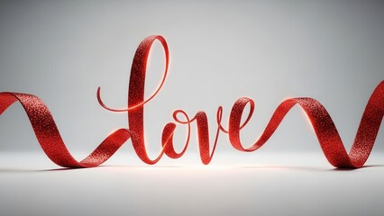 Red Glitter Ribbon Word Love