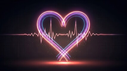 Glowing Heart EKG Heartbeat Pulse Neon Light