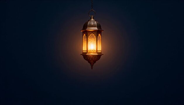 minimal ramadan background glowing lantern navy tone perfect for islamic celebrations
