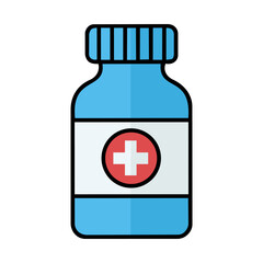 Fototapeta premium Medicine Bottle with Medical Cross Label