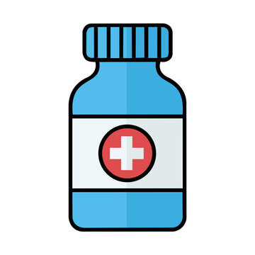 Medicine Bottle with Medical Cross Label