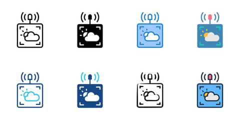 Weather station icons set multiple style collection. Editable stroke 
