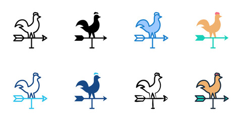 Weather vane icons set multiple style collection. Editable stroke 
