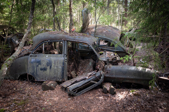 Automotive Graveyard Kyrk&ouml; Mosse in Sweden