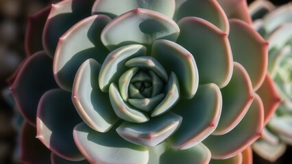 Succulent plant close up green pink petals