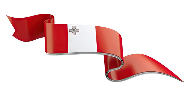 Malta flag ribbon on white background