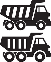 Two dumper trucks construction silhouette isolated © RR Design