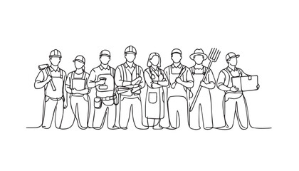 Continous line of labour worker
