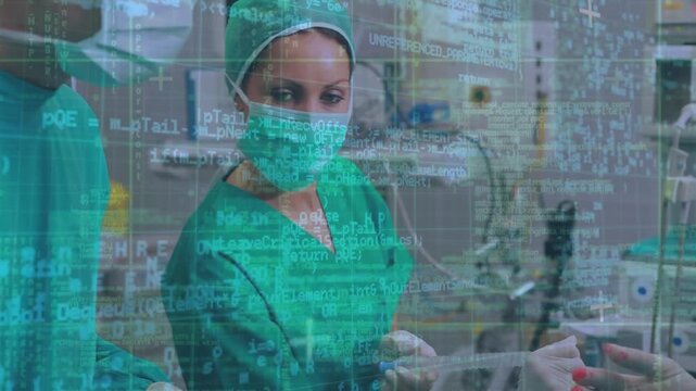 Animation of data processing over diverse surgeons during surgery