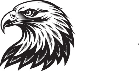 Obraz premium Detailed eagle head illustration black and white on transparent background silhouette