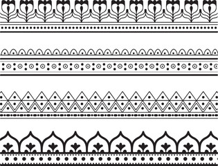 Collection of decorative ethnic ornamental borders and patterns for textile and graphic design elements