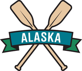 Alaska Crossed Paddles Badge &ndash; State Pride Outdoor Adventure Design
