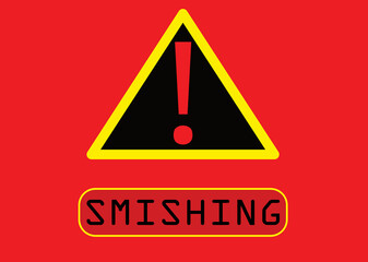 Smishing alert illustrative poster, red background	