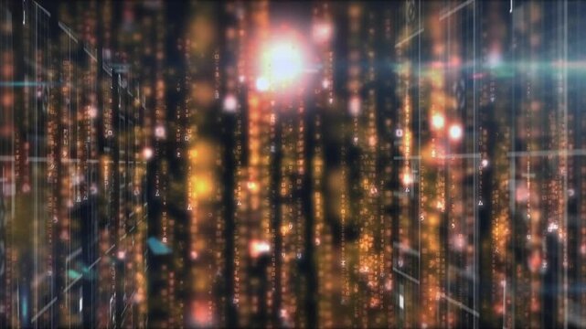 Animation of diverse digital tunnel hand moving lights