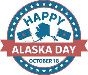 Happy Alaska Day October 18 &ndash; Patriotic State Celebration Badge Design