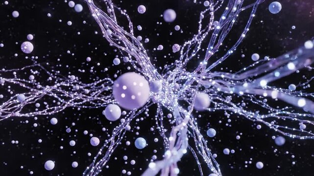 Abstract network of glowing particles