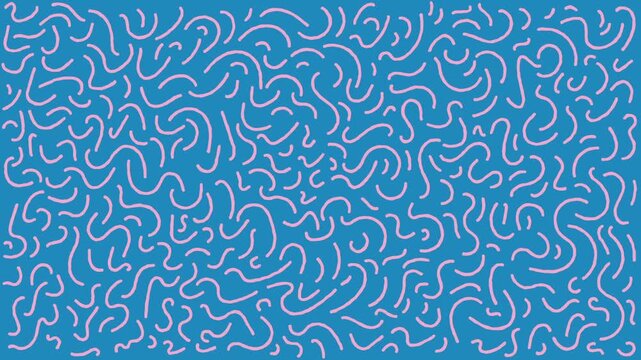 A playful retro cartoon background inspired by 1990s Memphis design, featuring colorful squiggle lines and bold abstract shapes