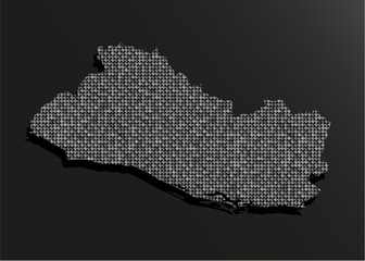 Map of El Salvador silver sequin, glitter, sparkle