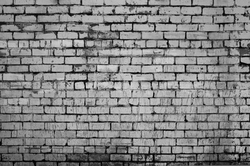 Obraz premium Gray background, texture of old white brick wall with various paint stains