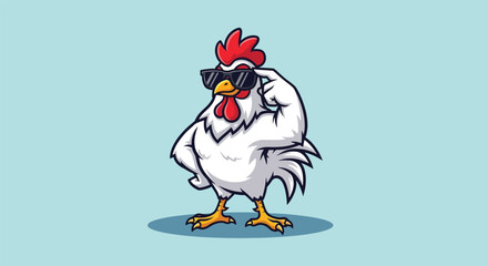 Cool Rooster Wearing Sunglasses Standing Confidently.