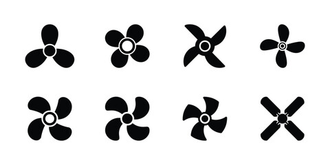 Black and white propeller icons on white background