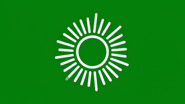 White sun icon on green background