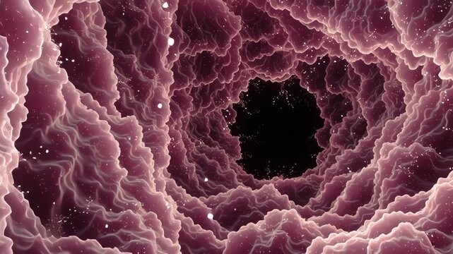 Ethereal swirls in pink and purple create a cosmic vortex, evoking a sense of mystery and depth. ideal for sci-fi themes, posters, and digital art, resembling a portal through space with intricate tex